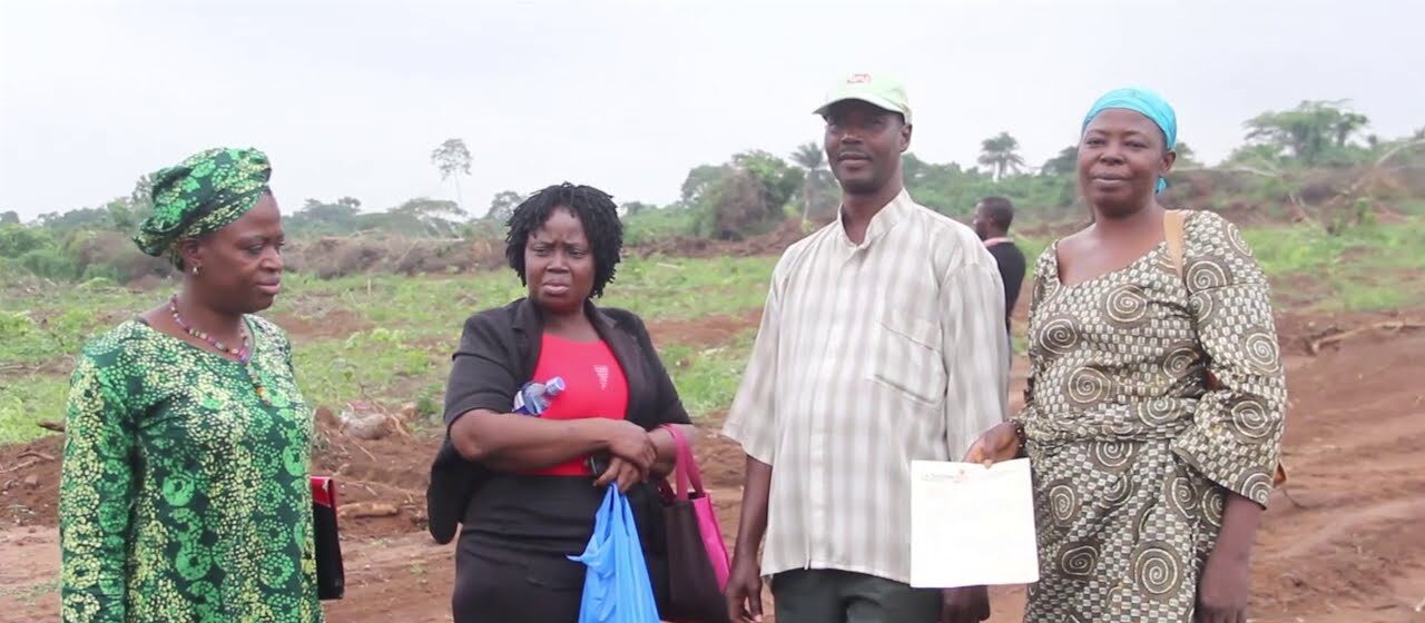 Buyers on their allocated land at Lashone Estate, Ikorodu