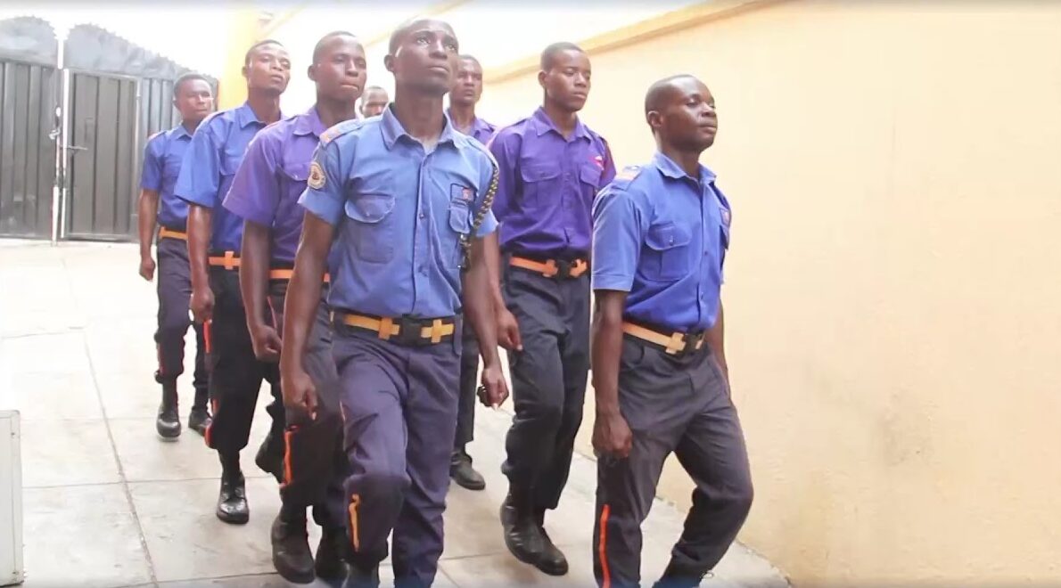 Lashone Security guards marching in formation